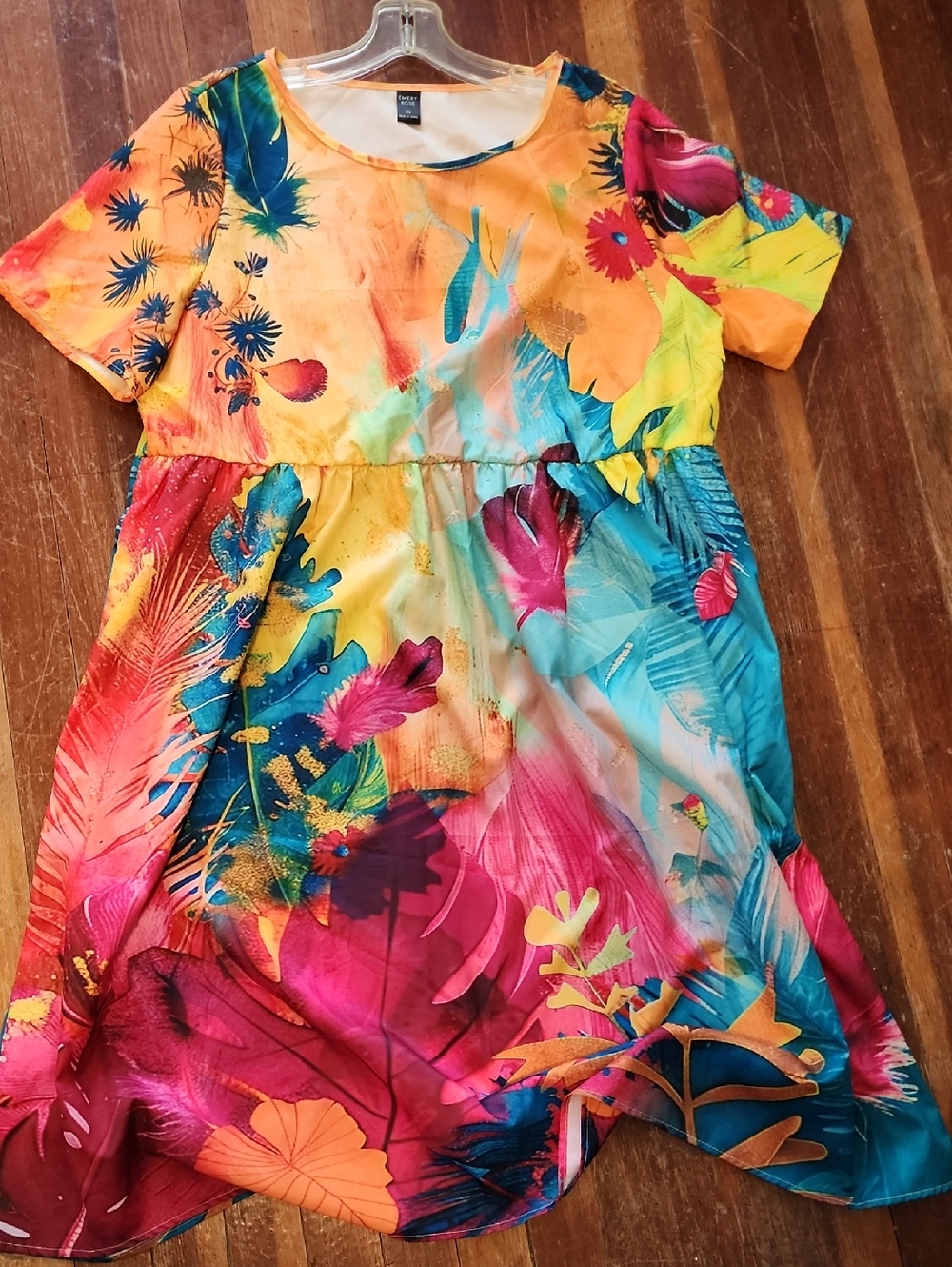 Bright Tropical Print Midi Dress - Multi
